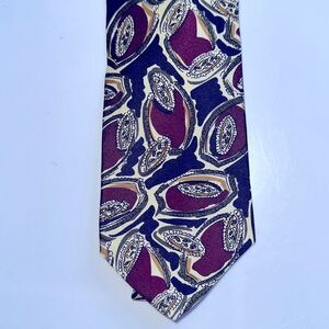 Vintage 80s/90s Izod modernist paisley cream & maroon modernist paisley silk tie